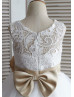 Ivory Lace Tulle Knee Length Flower Girl Dress